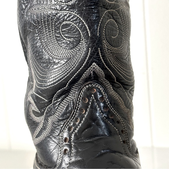 Vintage Hondo Black Leather Cowboy Boots 9.5 Western Texas Mexico - Picture 9 of 12